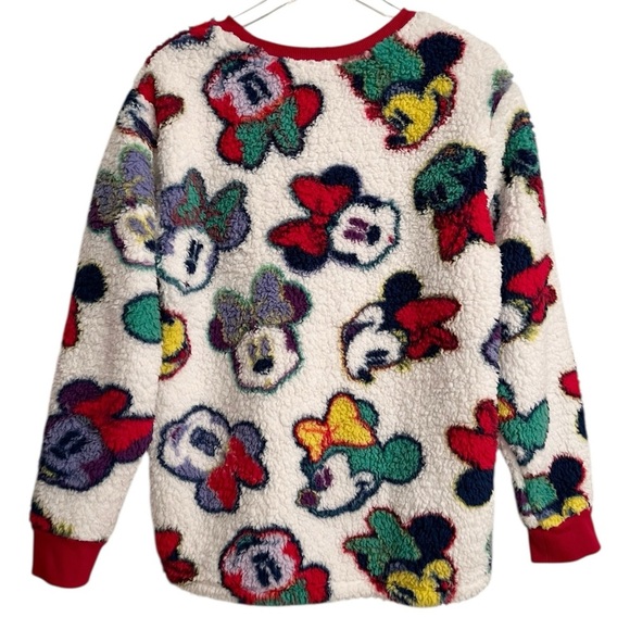 Disney Minnie Mouse Sherpa Fleece Pullover Sweater Red White Women’s Size Medium - Picture 5 of 6